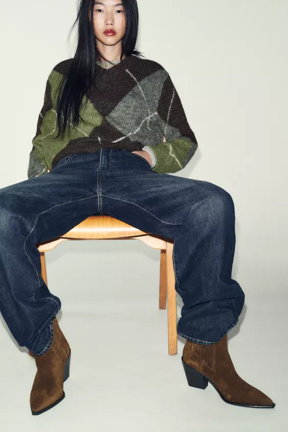 SPLIT LEATHER COWBOY ANKLE BOOTS | Zara US