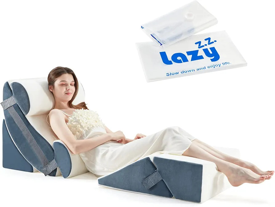 Amazon.com: Lazyzizi 6pcs Orthopedic Bed Wedge Pillow Set Memory Foam for Knee, Lumbar and Back P... | Amazon (US)