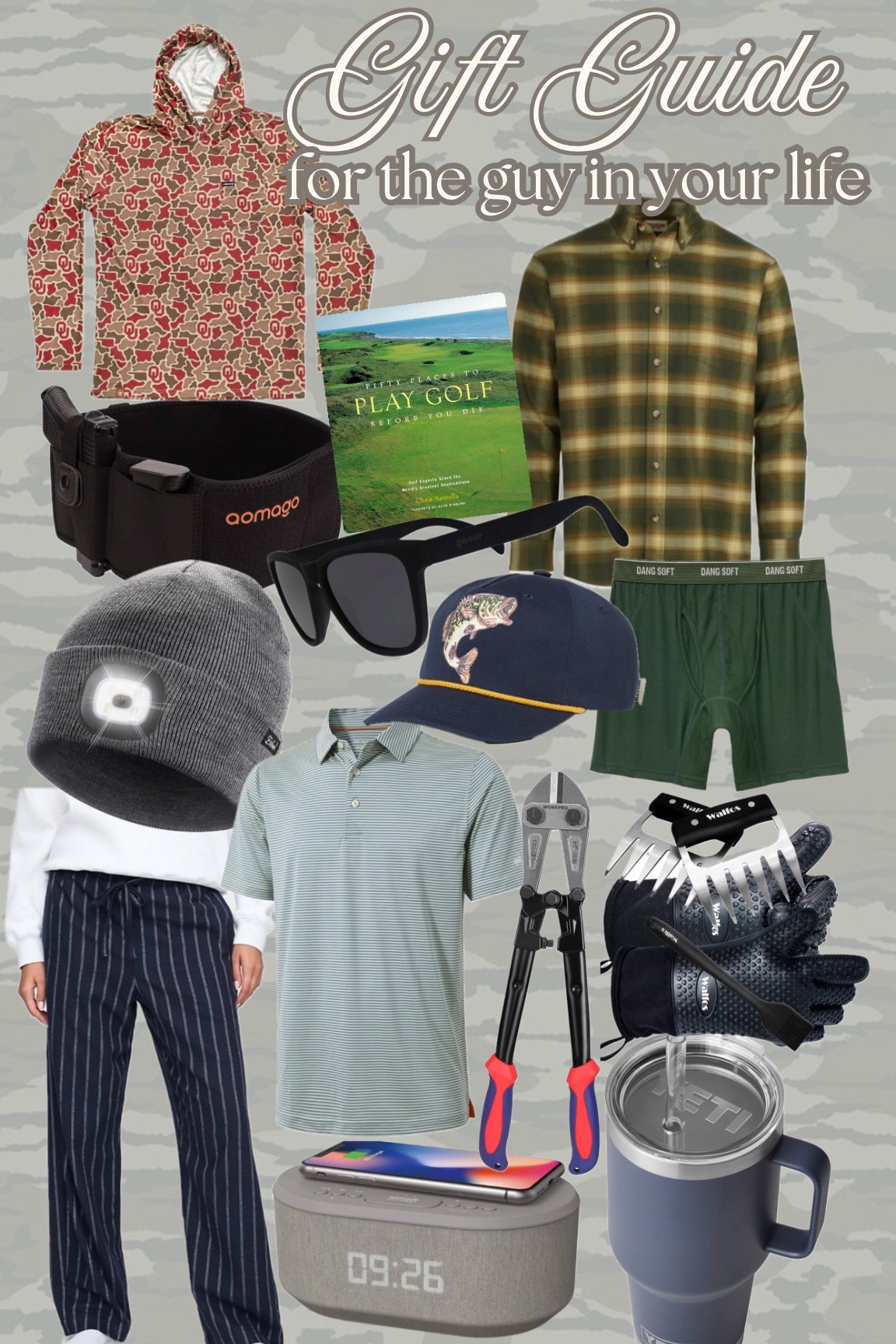 Gift guide for the guy in your life / gifts for men / gifts for boyfriend / gift guide for hunters / gift guide for golfers / husband gifts / gift for dad / gift guide for father in law / affordable mens gifts 

The exact flannel pictured is Redhead brand from cabelas (lightweight & TTS) and the OU hoodie is from Amigo Provisions (lots of college options) 

#LTKHoliday #LTKSeasonal #LTKGiftGuide