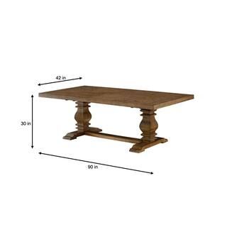 Home Decorators Collection Eldridge - Trestle Dining Table with Self Storing Extension in Haze HD... | The Home Depot