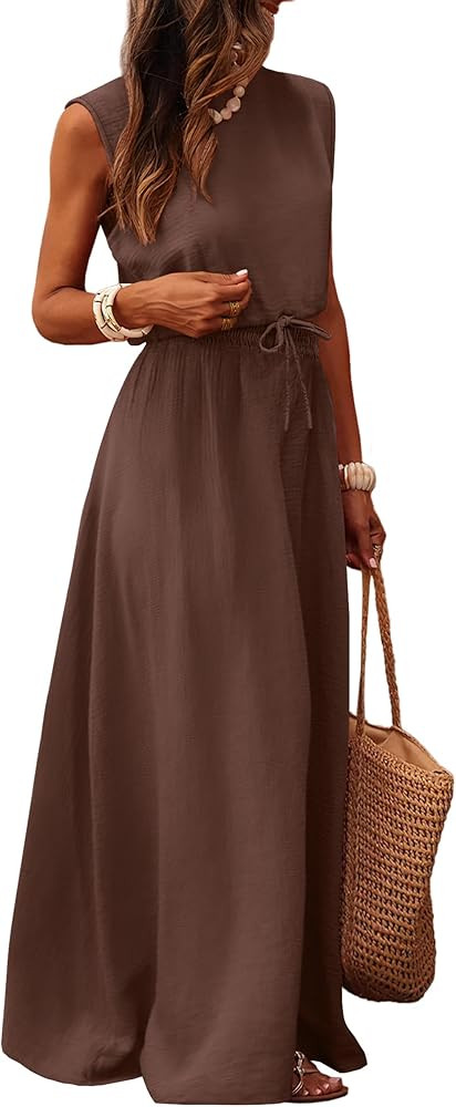 Caracilia Women's 2 Piece Maxi Skirt Sets 2026 Summer Casual Cropped Tank Top High Waisted Long S... | Amazon (US)