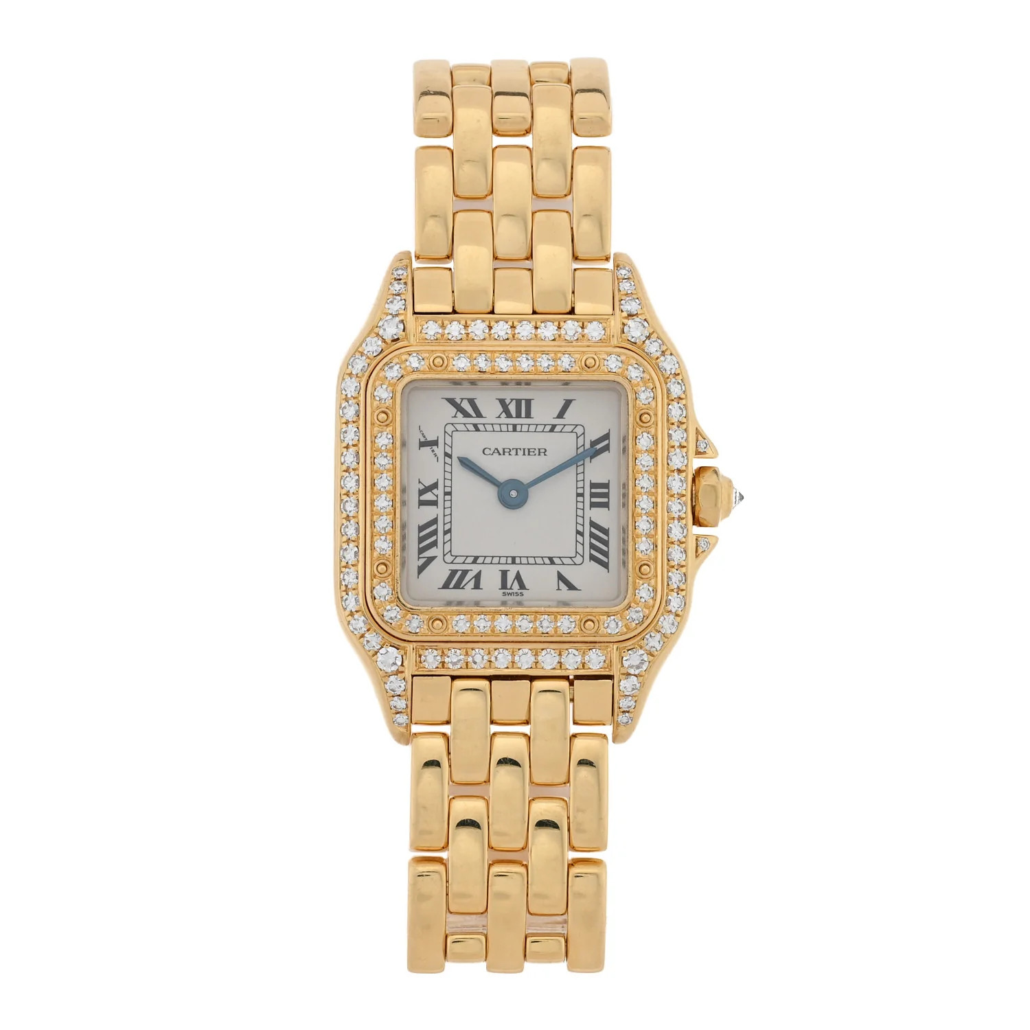 18K Yellow Gold Diamond 22mm Double Row Panthere Quartz Watch | FASHIONPHILE (US)