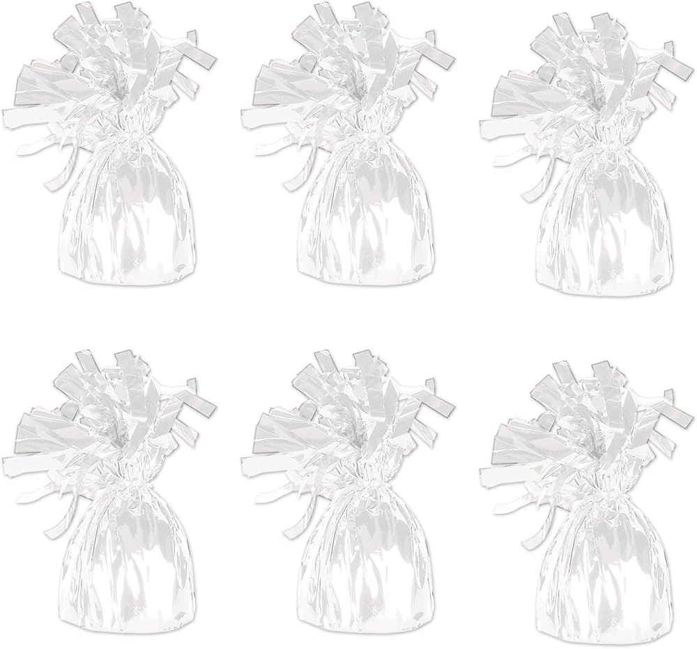 Beistle White Metallic Plastic Wrapped Balloon Weights For Birthday Parties, Weddings, Anniversar... | Amazon (US)