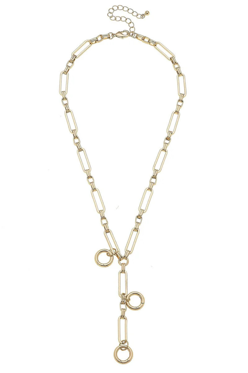 Bella Multi-Charm Lariat Necklace Base in Shiny Gold | CANVAS