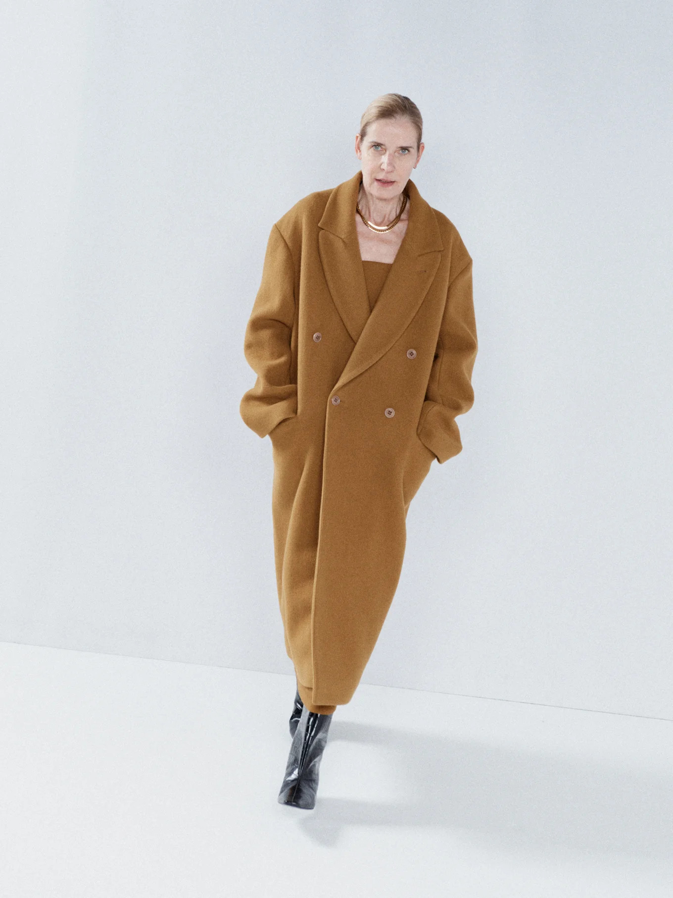 Wool exaggerated shoulder overcoat | Matches (UK)