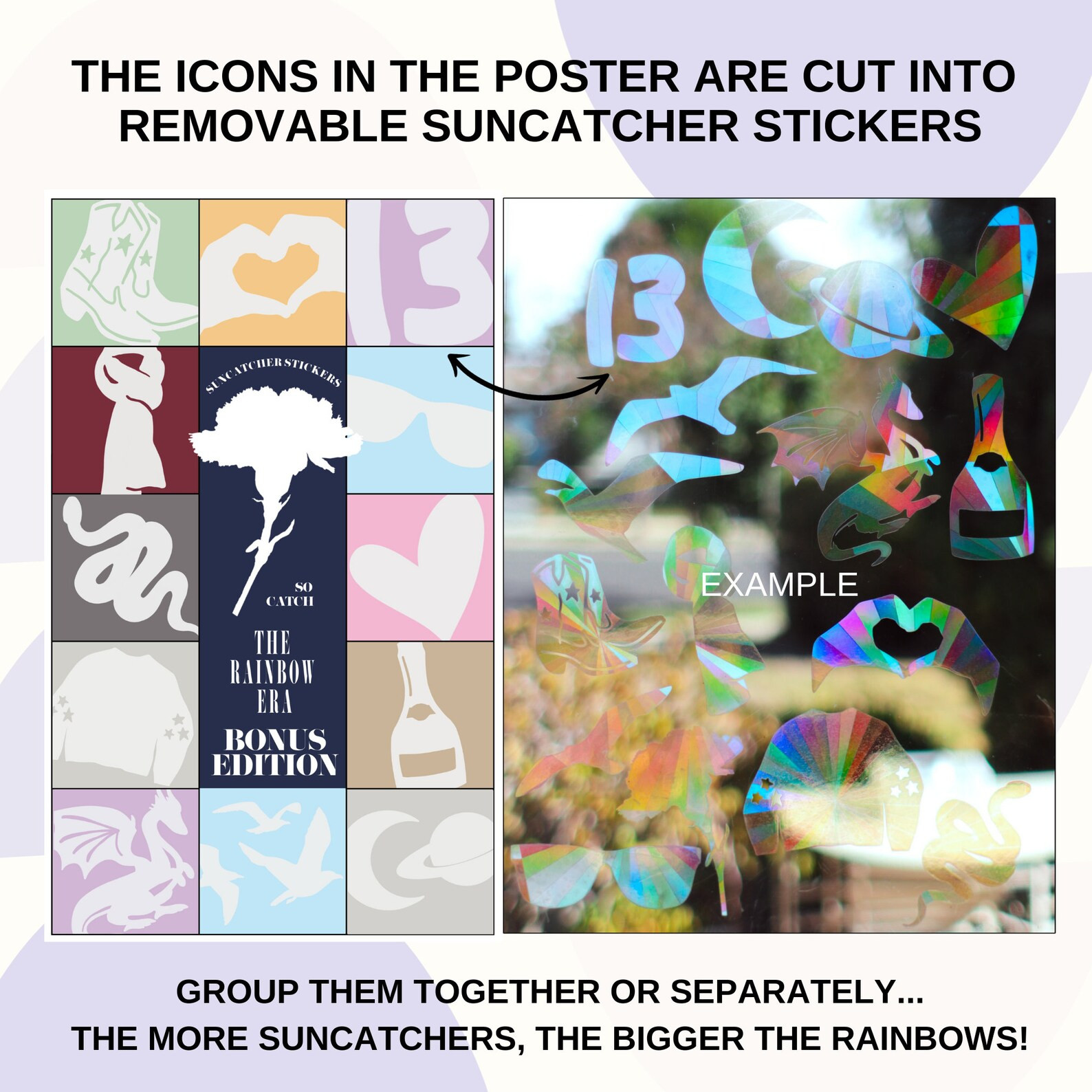 ERAS SUNCATCHER STICKERS Taylor Sw!ft Rainbow Makers - Removable Window Decals Tour Merch - House... | Etsy (US)