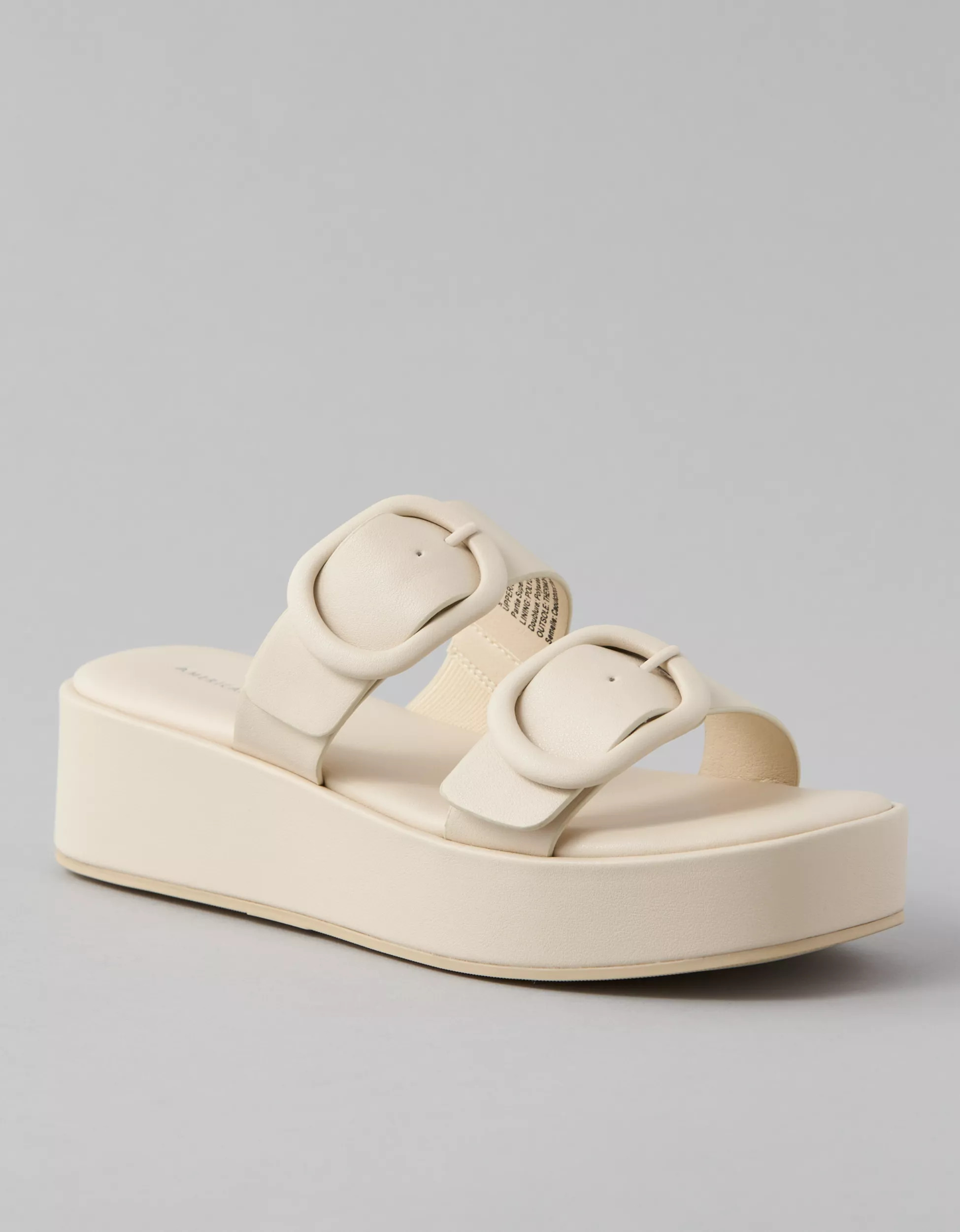 AE Vegan Leather Buckle Flatform Sandal | American Eagle Outfitters (US & CA)
