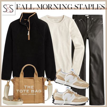 A half zip Sherpa sweater and faux leather pants are perfect this fall for your travel or country outfit. Size up half on the new balance 327 sneakers  

#LTKtravel #LTKstyletip #LTKSeasonal