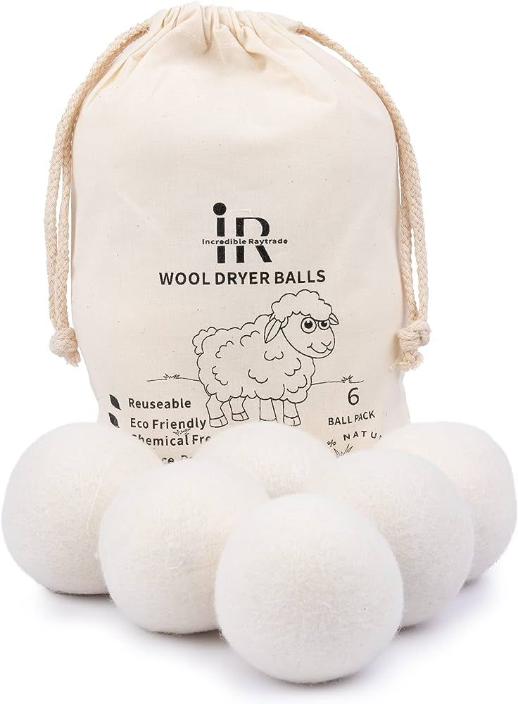 RAYTRADE Wool Dryer Balls 6-Pack 100% Made of Organic New Zealand Wool Reduces Clothing Wrinkles ... | Amazon (US)