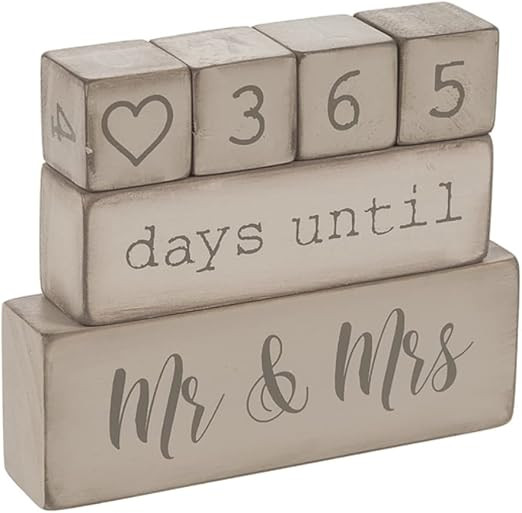 Ganz ER49764 6 Piece Wooden Block Wedding Day Countdown Calendar, Rustic | Amazon (US)