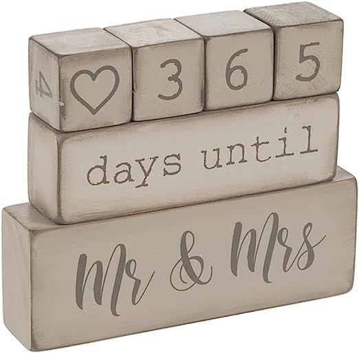 Ganz ER49764 6 Piece Wooden Block Wedding Day Countdown Calendar, Rustic | Amazon (US)