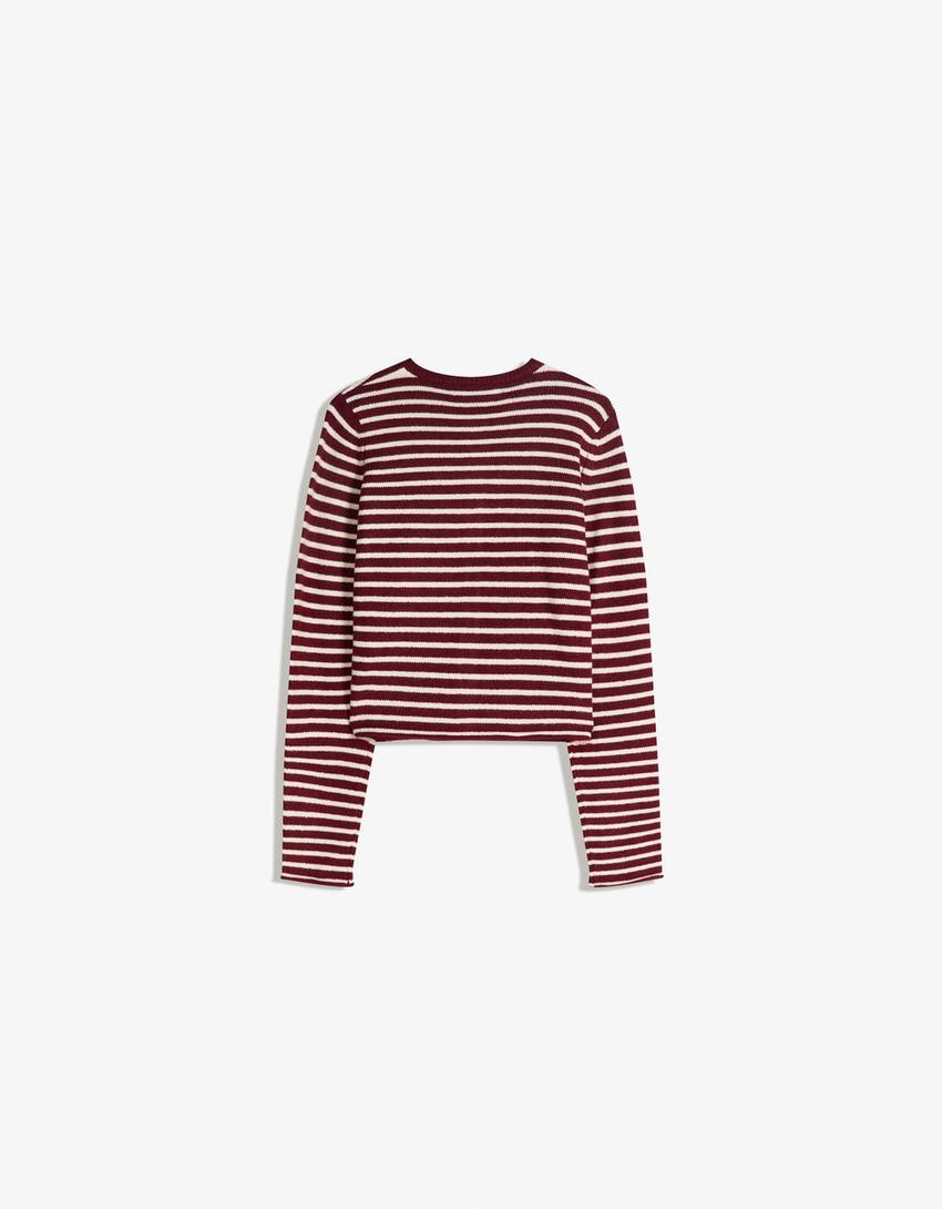 Gestrickter Cardigan mit Streifen - Pullover und Jacken - Damen | Bershka DE