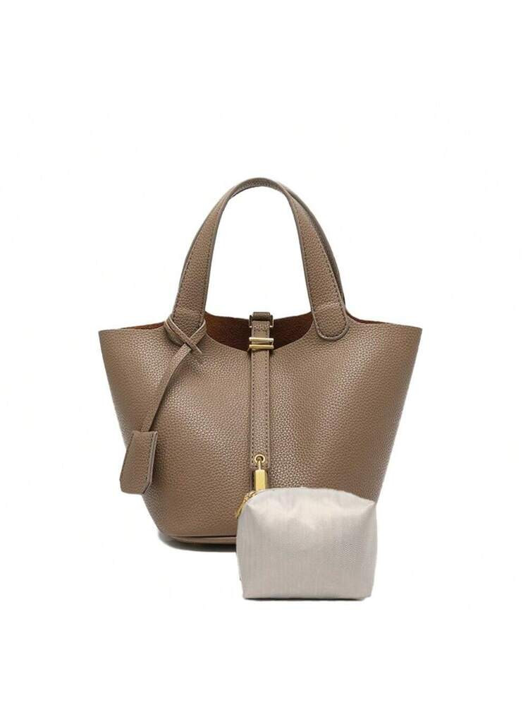 Women's Bags New Style Vegetable Basket Soft Leather Women's Large Capacity Litchi Pattern Bucket... | SHEIN