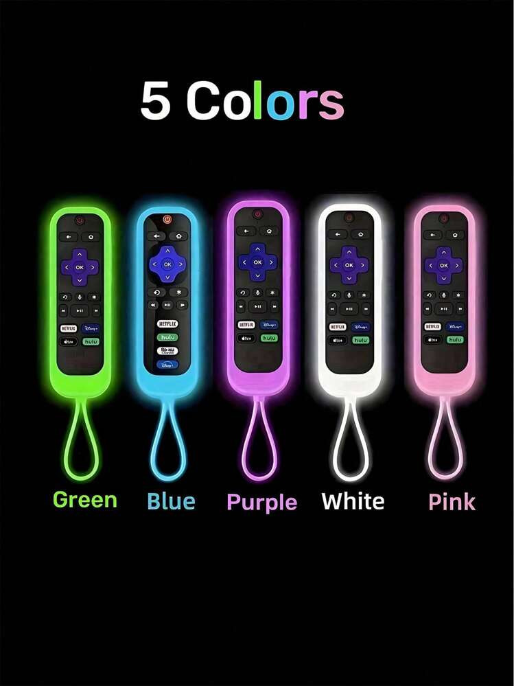 1pc Silicone Remote Control Cover Compatible With Roku TV Remote, Glow-In-The-Dark Remote Holder Case For Roku Streaming Stick 4K, Express 4K+, Premiere, Streambar, Simple Remote/Voice Remote With Lanyard | SHEIN