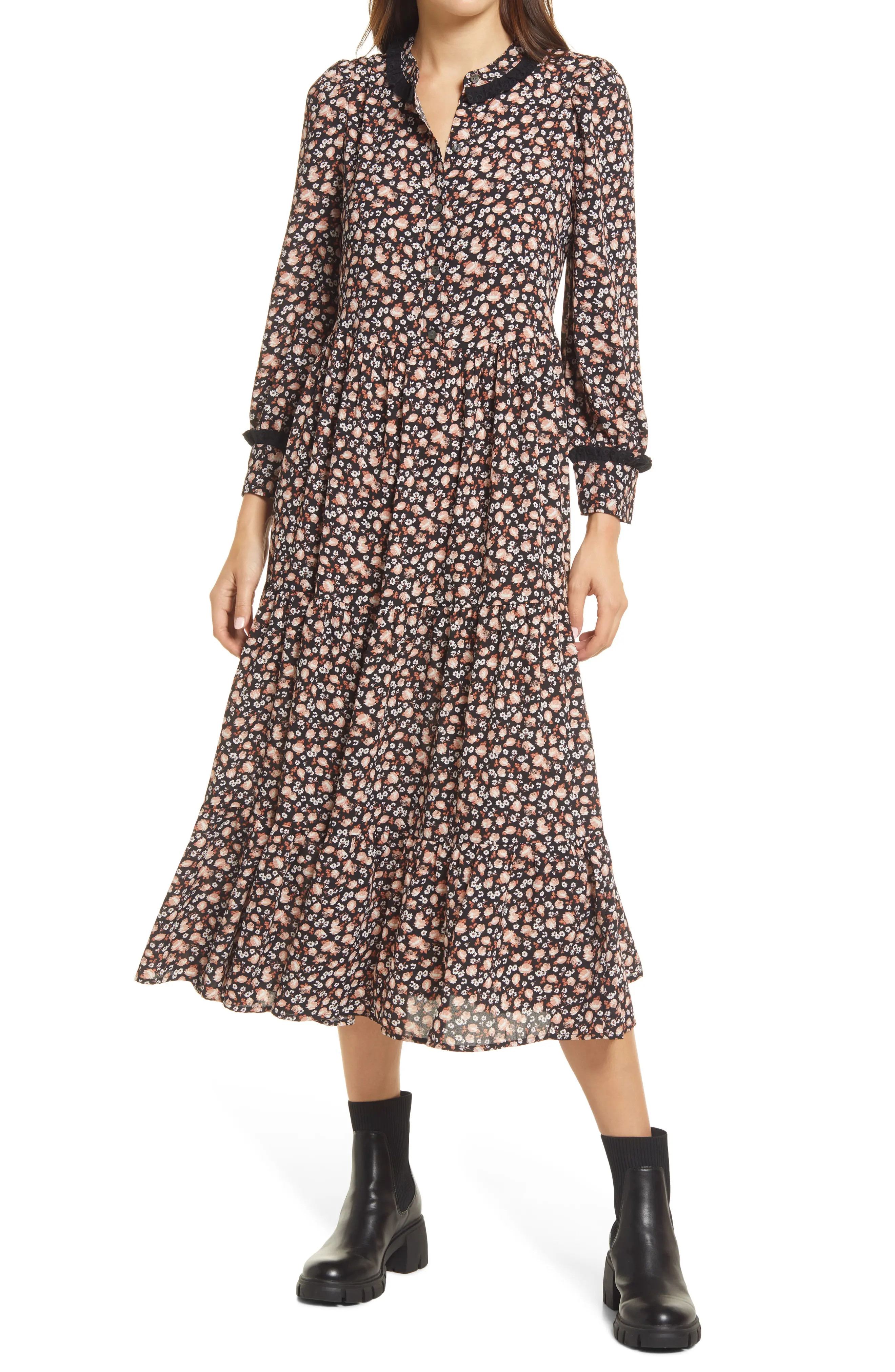 Levi's (R) Farah Floral Midi Dress in Georgia Floral Dus at Nordstrom, Size Small | Nordstrom