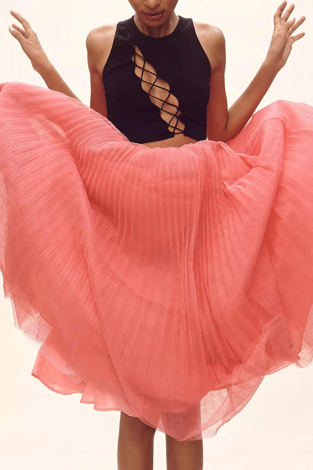 Hutch Pleated Tulle Midi Skirt | Anthropologie (US)