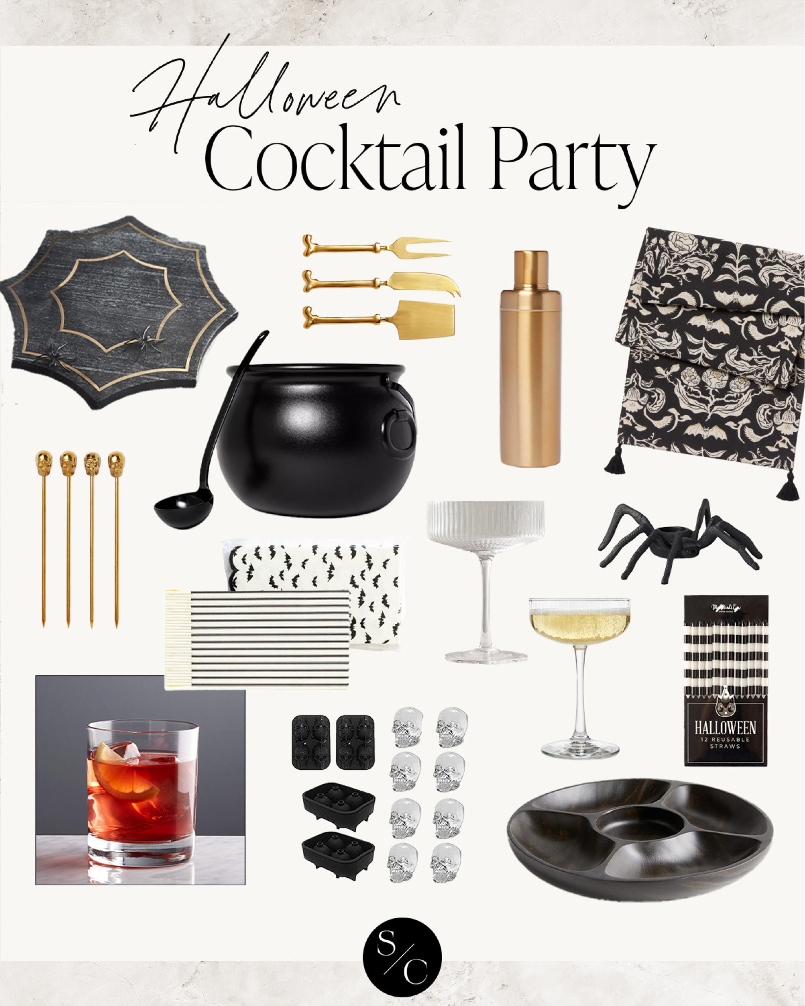 Halloween cocktail party, October drink, spooky decor, spooky style, Halloween home decor, Halloween dining room, skulls, pumpkin decor, drink recipe 

#LTKparties #LTKhome #LTKHalloween