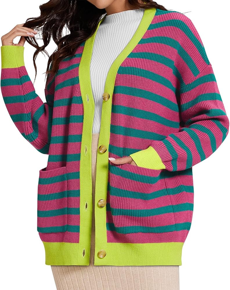 TARSE Womens Oversized Cardigan Sweater 2024 Fall Oufits Clothes Cable Knit V Neck Cardigans with... | Amazon (US)