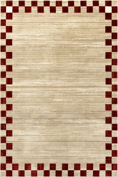 Red Pompeii Checked Border 8' x 10' Area Rug | Rugs USA