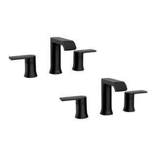 MOEN Genta 8 in. Widespread Double Handle High Arc Bathroom Faucet with Drain Included in Matte B... | The Home Depot