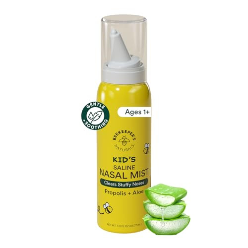 Kids' Saline Nasal Mist by Beekeeper's Naturals, Cleanses & Clears Stuffy Noses, Nasal Spray for Kids 1+ w/ Saline, Aloe & Propolis, 3 fl oz | Amazon (US)