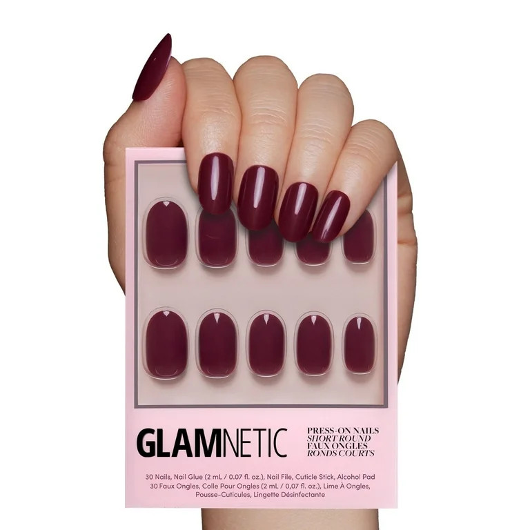 Glamnetic Press-On Nails – Berry Maroon | Opaque Short Round Nails, " Salon Quality" , 30 Count | Walmart (US)