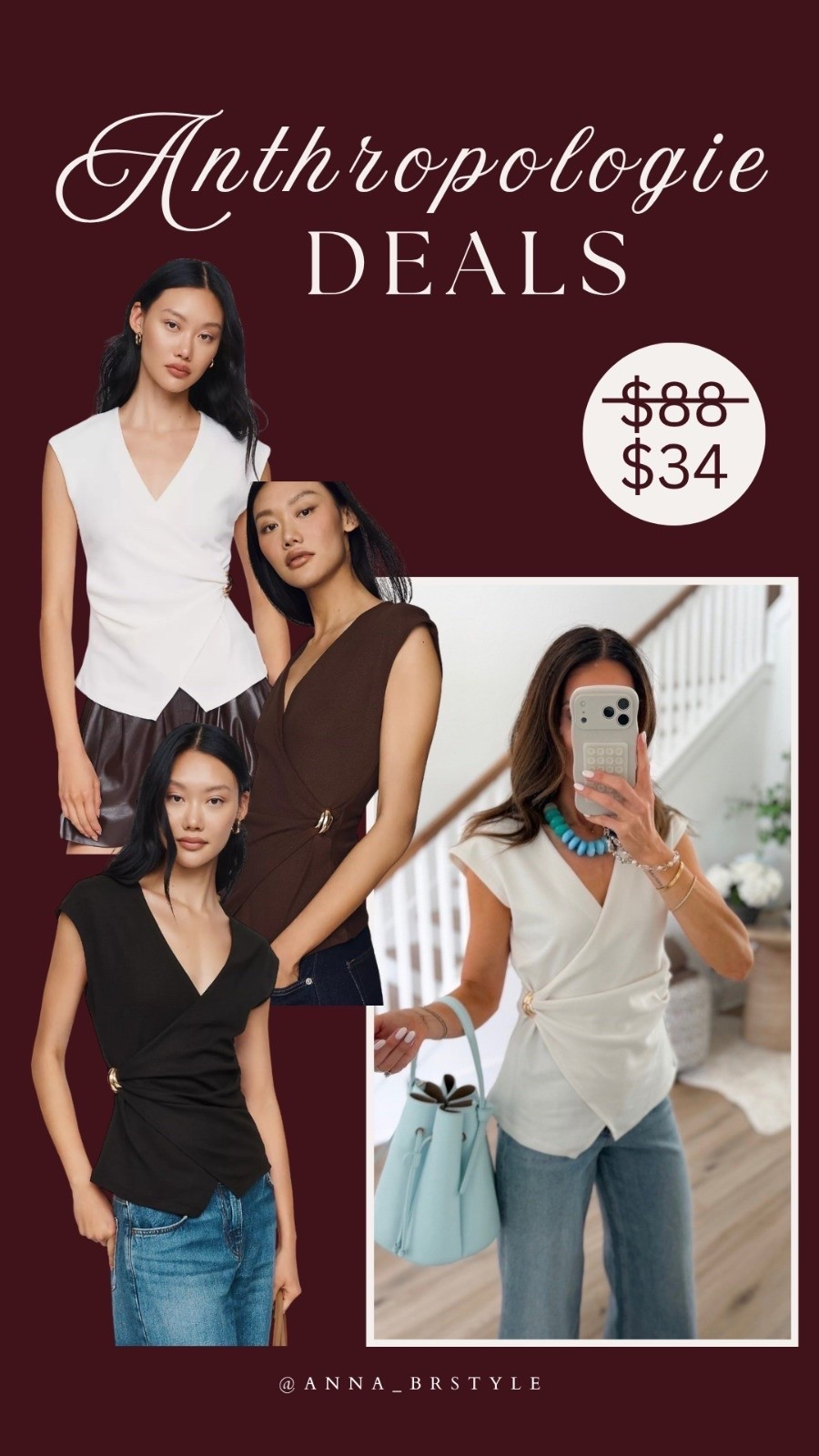 Anthropologie wrap top on major sale in three versatile colors, perfect with jeans for an easy polished look.
Anthropologie sale, Anthropologie wrap top, wrap top, sleeveless wrap top, fall going out top, elevated casual top, jeans and top outfit, neutral fall style, women’s sale top, fall fashion deal

#LTKSaleAlert #LTKOver40