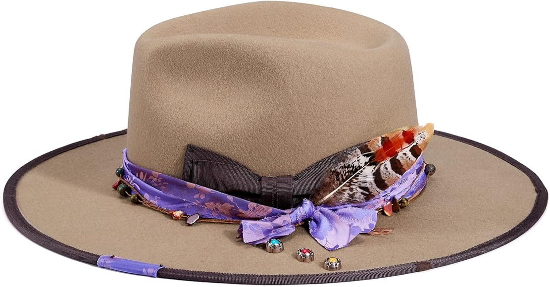 FEMSÉE Wide Brim Women Fedora Hats 100% Wool Felt Women's Rancher Fedora Hat Felt Panama Hats | Amazon (US)