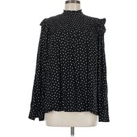 Ann Taylor LOFT Long Sleeve Blouse: Black Polka Dots Pattern Tops - Size Medium | ThredUp (US)