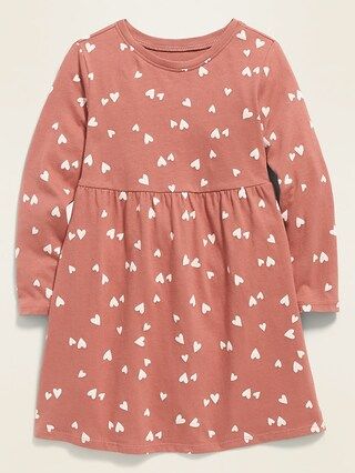 Printed Jersey Fit &#x26; Flare Long-Sleeve Dress for Toddler Girls | Old Navy (US)