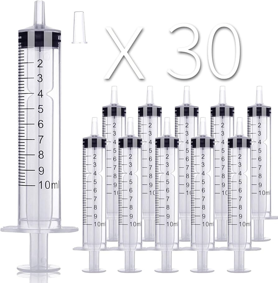 30 Pack 10ml/cc Plastic Syringe Small Syringe with Tip Cap & Individually Wrapped, for Oral,Scien... | Amazon (US)
