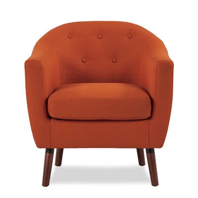 Orange Fabric Upholstered Chair With Solid Wood Frame For Primary Living Space Mid-Century Inspired Attached Back And | Wayfair North America