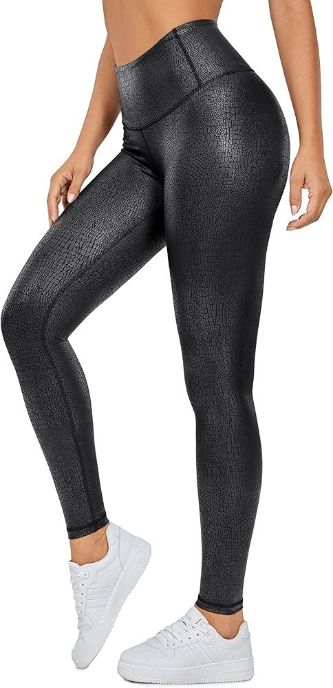 CRZ YOGA Matte Faux Leather Leggings for Women 25''/28'' - High Waisted Stretch Leather Pants Tum... | Amazon (US)