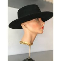 Vintage Accessories/Black Felt Hat Hard Structure Early Fedora Style Hasidic | Etsy (US)