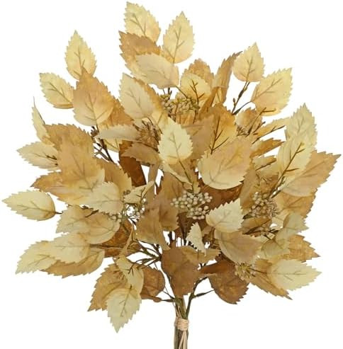 Artificial Fall Birch Leaves Stems - 2 Bundles Faux Autumn Foliage Arrangement 19.6" Fake Plants ... | Amazon (US)