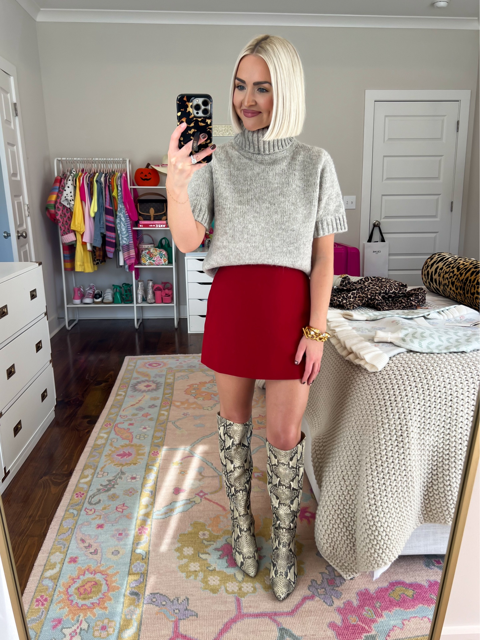 Turtleneck sweater tee (XS) / Scarlett mini skort (XS) / fall outfit / thanksgiving outfit / snakeskin boots 

#LTKSaleAlert #LTKHoliday #LTKStyleTip