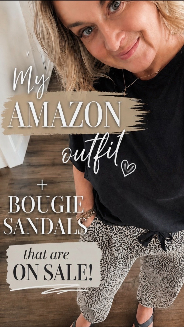 Amazon outfit + bougie sandals = the perfect comfy-but-put-together combo 🙌🏻

This Amazon set is easy, relaxed and SO comfortable for everyday wear—and I love how the leopard print makes a simple black top feel a little more fun. 🖤

And the sandals? Definitely the bougie part 😂 They’re the kind of classic black sandal you can wear with everything, and they’re ON SALE right now!

Comfortable style after 50 doesn’t have to mean boring. Give me an easy Amazon outfit, a great pair of sandals and I’m happy. 🤍

Amazon fashion over 50 | midsize fashion | size 14 style | women over 50 outfits | casual summer outfit | comfortable fashion over 50 | leopard print pants | black sandals | midsize outfit ideas | everyday style over 50