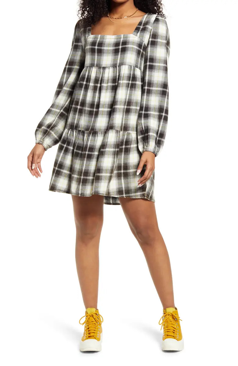 Plaid Long Sleeve Minidress | Nordstrom