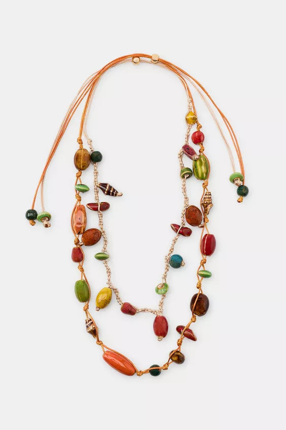 DOUBLE CORD CERAMIC PIECES NECKLACE | Zara US