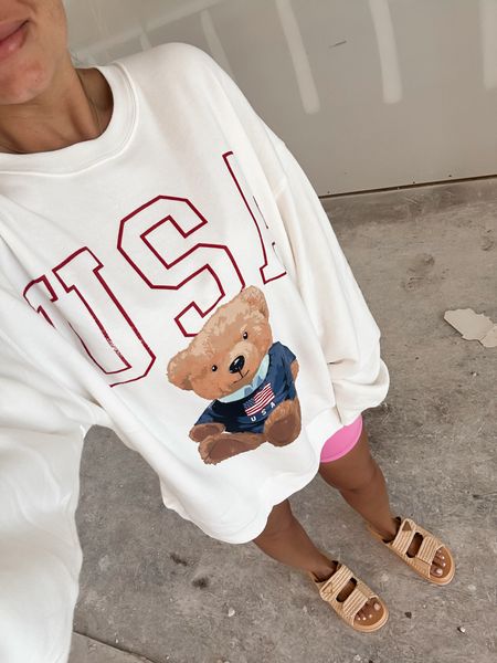 Target Ralph Lauren Inspired sweatshirt - I ordered size large for oversized feel. 

Use code WHITNEY20 for 20% off Prada inspired sandals 

#LTKFindsUnder50 #LTKShoeCrush