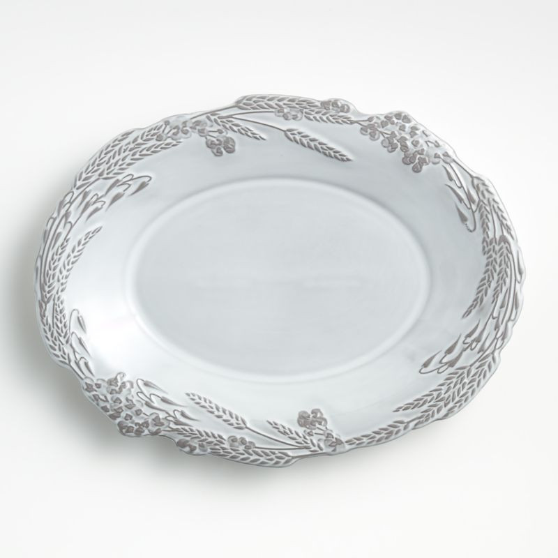 Lira Wheat Embossed Porcelain Serving Platter | Crate and Barrel | Crate & Barrel