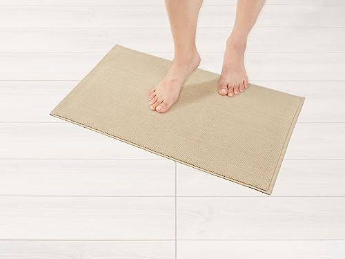 American Soft Linen Bath Rug, 17 in 24 in 100% Cotton Bath Mats Rugs for Bathroom, Slip Reducer Washable Shaggy Form Area Rugs, Beige Bath Rug | Amazon (US)
