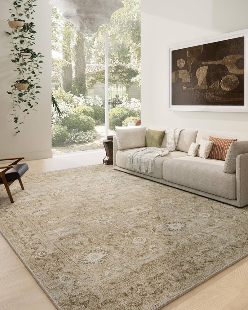 Washable Living Room Area Rugs: 9'x12' Large Rug Stain Resistant Distressed Vintage Boho Rug Non ... | Amazon (US)