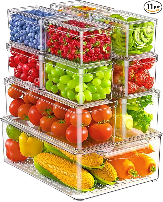 11 Pack Refrigerator Organizers and Storage, Stackable Fridge Organizer Bins, BPA-Free Clear Plas... | Amazon (US)