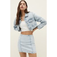 Stradivarius Super cropped denim jacket Blue denim XL | Stradivarius (UK)