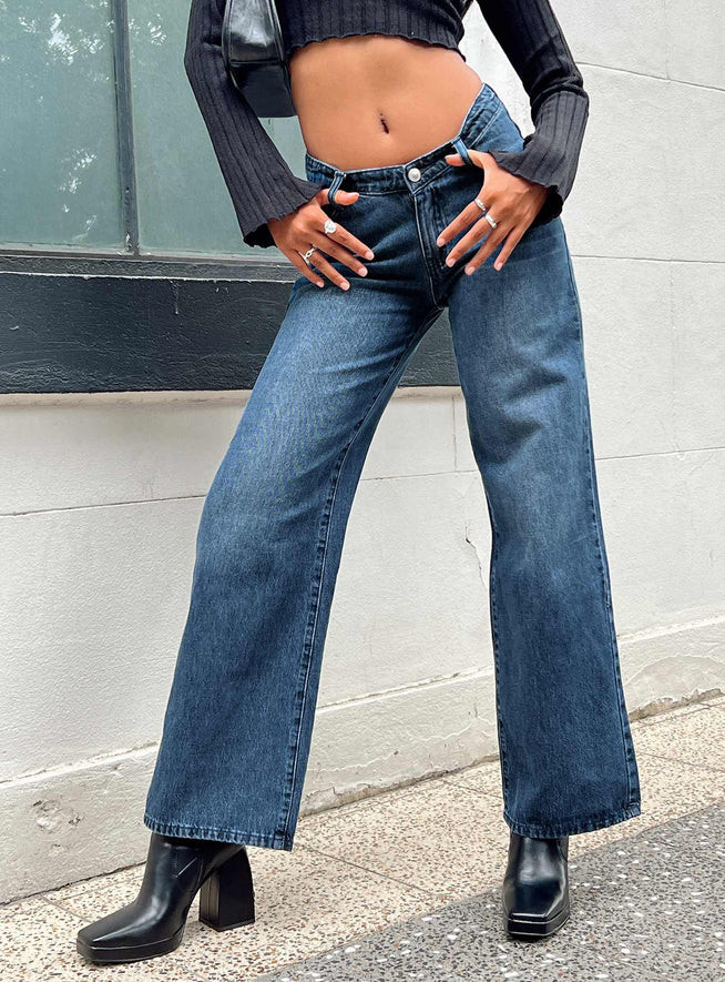 Karol V-waist Jeans Dark Wash Denim | Princess Polly US