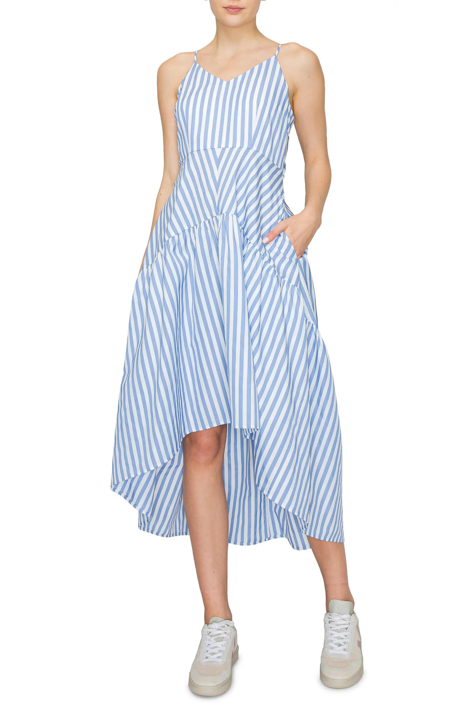 MELLODAY Stripe High-Low Dress | Nordstrom | Nordstrom