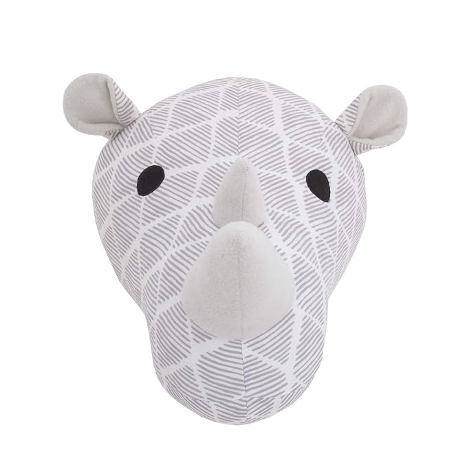 NoJo Grey & White Rhino Plush Head Wall Decor, Grey, White | Amazon (US)