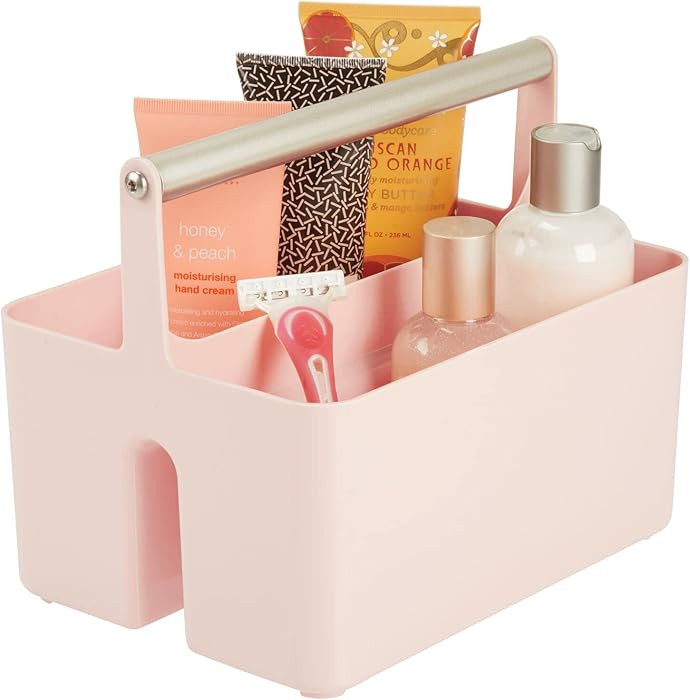 mDesign Under Sink Storage – Plastic and Metal Bathroom Caddy for Shampoo and Soaps – Portabl... | Amazon (US)