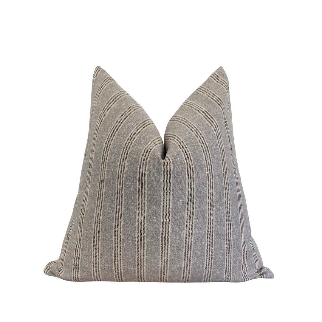 Light Gray and Brown Stripe Throw Pillow Cover, Cover Only | Etsy (US)